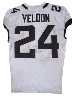2018 T.J. Yeldon Game Used Jacksonville Jaguars Road Jersey Photo Matched To 9/30/2018 (Fanatics)